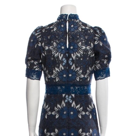 Sea New York A-line Blue Lace Pattern Mini Dress Size: XS | US 0 (Orig. $420) - Picture 3 of 4